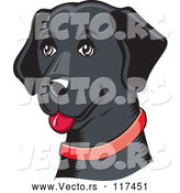 Vector of Happy Black Lab Dog with a Red Collar by David Rey
