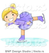Vector of Happy Blond Girl Figure Skating by BNP Design Studio