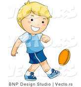 Vector of Happy Boy Kicking Football by BNP Design Studio