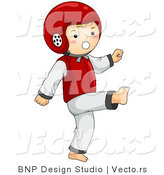 Vector of Happy Boy Practicing Martial Arts by BNP Design Studio