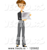 Vector of Happy Brunette Businesswoman Holding a Laptop by Amanda Kate