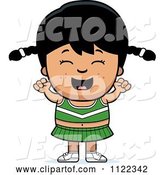 Vector of Happy Cartoon Asian Cheerleader Girl Cheering by Cory Thoman