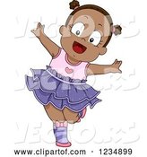 Vector of Happy Cartoon Black Toddler Girl Dancing Ballet by BNP Design Studio