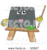 Vector of Happy Cartoon Blackboard Holding a Pointer Stick by Visekart