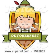 Vector of Happy Cartoon Blond Oktoberfest German Girl Shield by Cory Thoman