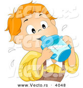 Vector of Happy Cartoon Boy Drinking from Sippy Cup by BNP Design Studio