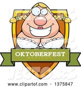 Vector of Happy Cartoon Oktoberfest German Lady Shield by Cory Thoman