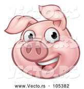 Vector of Happy Cartoon Pig Mascot by AtStockIllustration