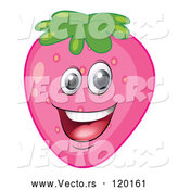 Vector of Happy Cartoon Pink Strawberry Mascot by