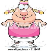 Vector of Happy Cartoon Plump White Gym Lady by Cory Thoman