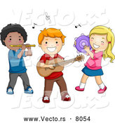Vector of Happy Cartoon Preschool Children Playing Instruments by BNP Design Studio