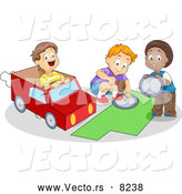 Vector of Happy Cartoon School Boys Making a Paper Car by BNP Design Studio