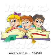 Vector of Happy Cartoon School KChildren on a Giant Book by Visekart