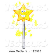 Vector of Happy Cartoon Smiling Star Magic Wand by Hit Toon