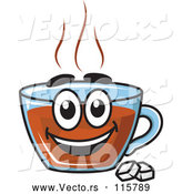 Vector of Happy Cartoon Tea Cup Character with Sugar Cubes by Vector Tradition SM