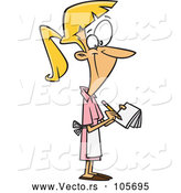 Vector of Happy Cartoon White Female Waitress Taking an Order by Toonaday