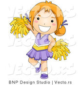 Vector of Happy Cheerleader Girl Wearing Purple Outfit by BNP Design Studio