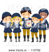 Vector of Happy Child Equestrian Team Holding a Medal by BNP Design Studio