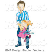Vector of Happy Daughter Running and Jumping on Her Dad by BNP Design Studio
