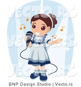 Vector of Happy Girl Singing into a Microphone by BNP Design Studio