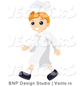 Vector of Happy Graduate Boy Wearing White Cap and Gown by BNP Design Studio