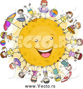 Vector of Happy Kids Surrounding the Sun by BNP Design Studio