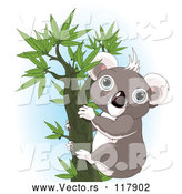 Vector of Happy Koala in a Tree over Blue by Pushkin