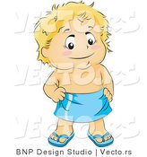 Vector of Happy Little Boy Wearing Sandals and a Towel by BNP Design Studio