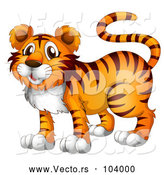 Vector of Happy Orange Cartoon Tiger by