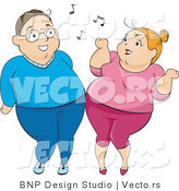 Vector of Happy Overweight Couple Dancing Together by BNP Design Studio