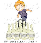 Vector of Happy Red Haired Boy Throwing a Bowling Ball by BNP Design Studio