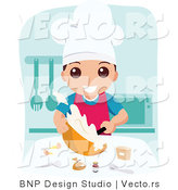 Vector of Happy School Boy Cooking Food in Home Economics Class by BNP Design Studio