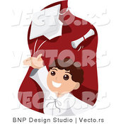 Vector of Happy School Boy Graduate Tossing His Cap by BNP Design Studio