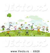 Vector of Happy St. Patrick's Day Kids Playing in a Field by BNP Design Studio
