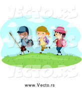 Vector of Happy Summer Camp Kids Hiking by BNP Design Studio