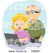 Vector of Happy White Senior Couple Using a Laptop Computer by BNP Design Studio