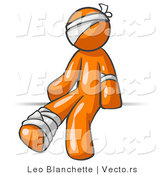 Vector of Injured Orange Guy Sitting in the Emergency Room After Being Bandaged up on the Head, Arm and Ankle Following an Accident by Leo Blanchette