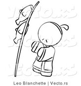 Vector of Japanese Person with Fish on a Pole - Coloring Page Outlined Art by Leo Blanchette