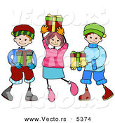Vector of Kids Carrying Christmas Presents by BNP Design Studio
