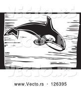 Vector of Killer Whale (Orcinus Orca) - Black Woodcut Lineart Theme by Xunantunich