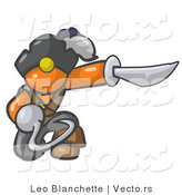 Vector of Kneeling Orange Guy Pirate with a Hook Hand and a Sword by Leo Blanchette
