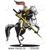 Vector of Knight with a Lance on a Jousting Horse 2 by Patrimonio