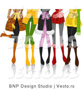 Vector of Legs of Fashionable Girls Wearing Winter Clothes by BNP Design Studio