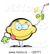 Vector of Lemon Character Holding up a Glass of Lemonade by Hit Toon