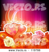Vector of Love Hearts and Roses Background by Merlinul