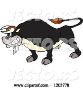 Vector of Mad Cartoon Salivating Black Bull by LaffToon