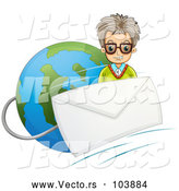 Vector of Mad Guy with an Email Envelope over Earth by