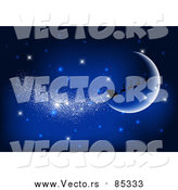 Vector of Magic Christmas Santa Claus Sleigh and Reindeer in a Night Sky with Moon by KJ Pargeter