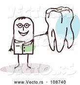 Vector of Male Stick Dentist Holding a Tooth by NL Shop
