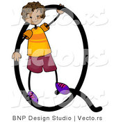 Vector of Male Stick Kid Alphabet Letter Q by BNP Design Studio